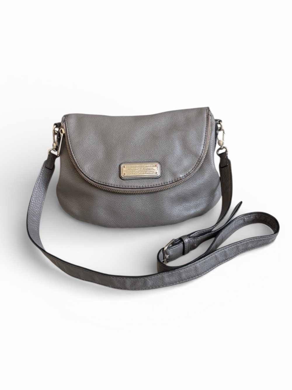 Marc By Marc Jacobs Classic Q Natasha Crossbody Bag Gray Pebbled Leather